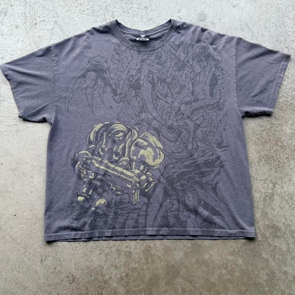 Vintage Blizzard Entertainment StarCraft Marine All Over Print Gaming PC Shirt
